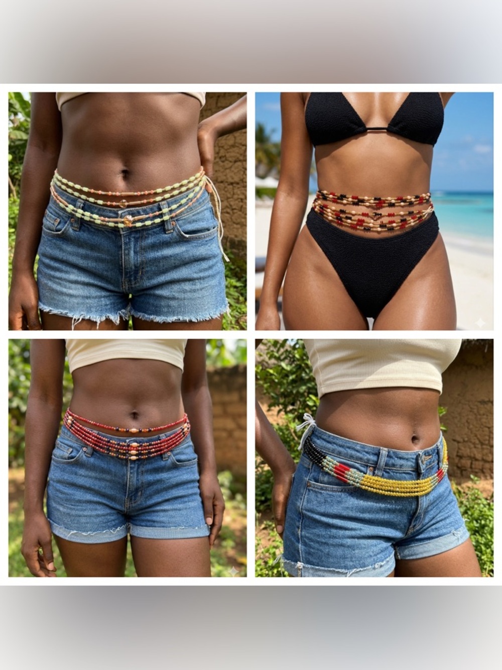 African Waist Beads. Handmade Authentic (Made In Africa) Length Approx. 45"- 50"